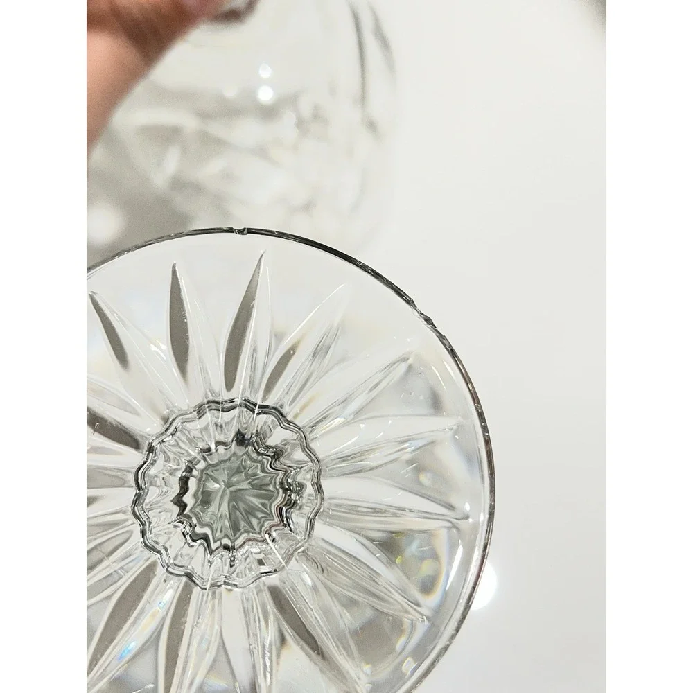 Wine Glass Crystal Classic Pinwheel Pattern Clear Hand Cut by American Cut 6pcs